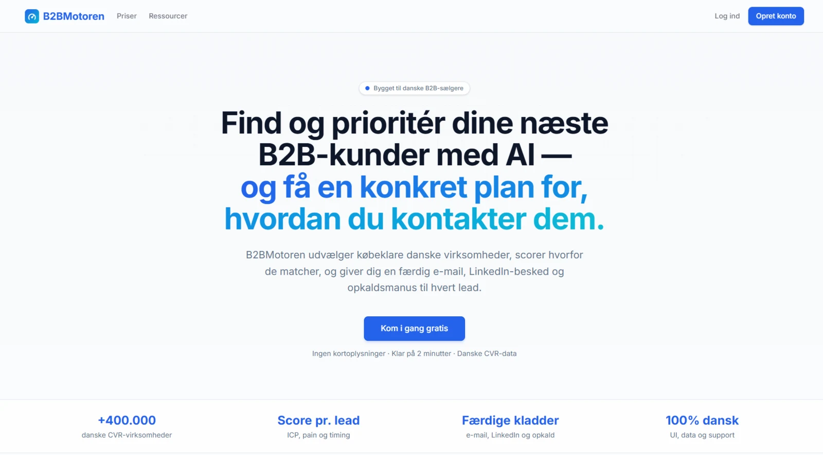 B2Bmotoren — skærmbillede